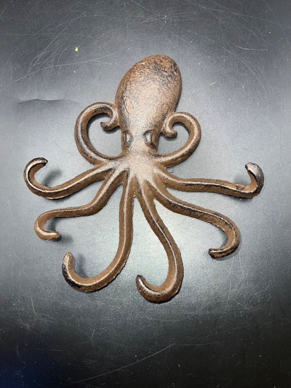 Cast Iron Octopus Wall Hook Rustic Brown Nautical Beach Coastal Sea life Boat